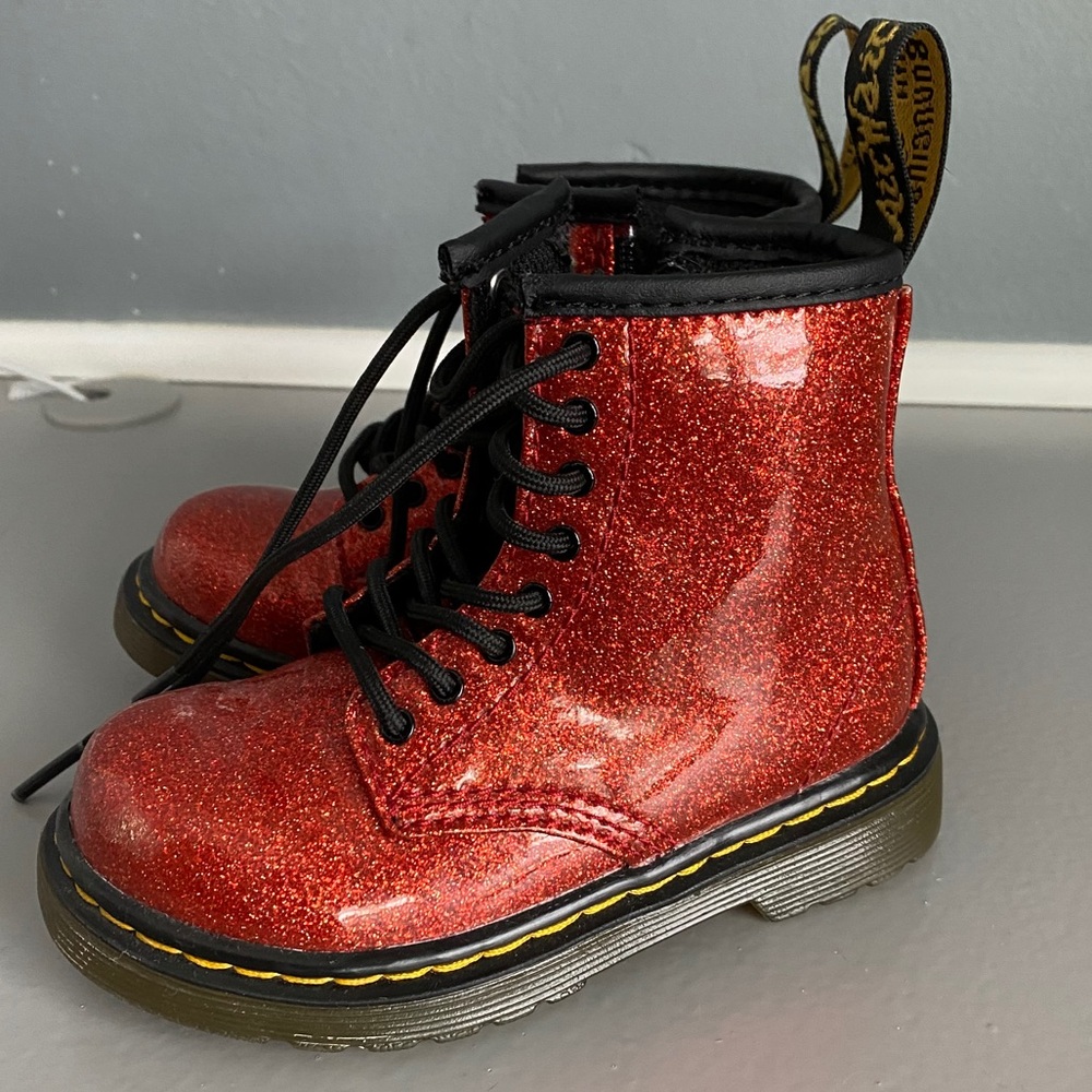 Red Glitter Toddler Dr Martens